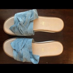 Anthropologie Seychelles Blue Suede Slide Sandal 9
